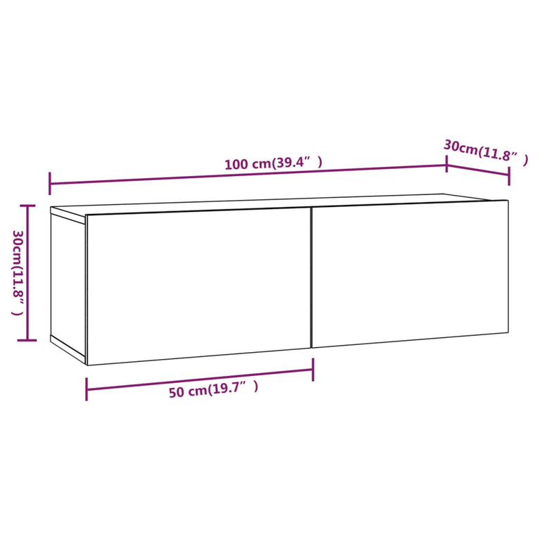 Tv-wandmeubels 4 st 100x30x30 cm wit MeubelReus