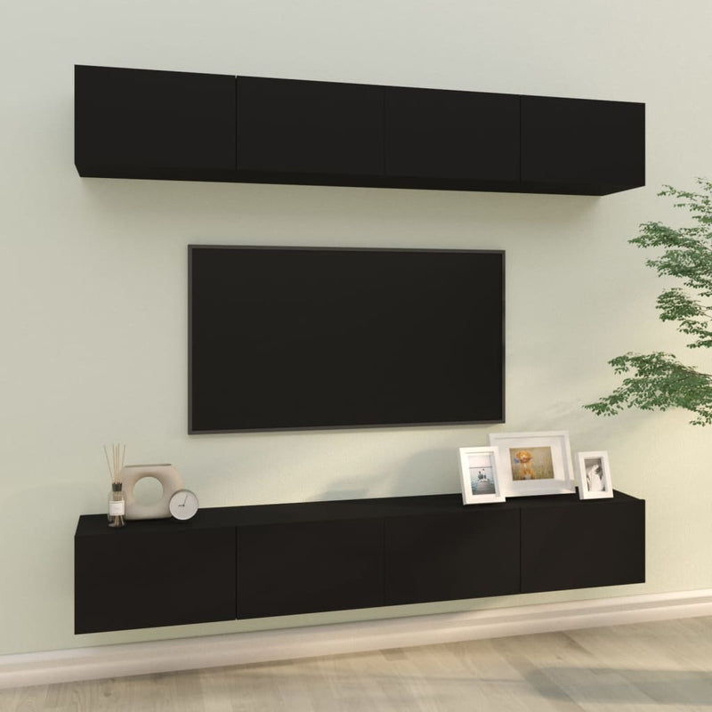 Tv-wandmeubels 4 st 100x30x30 cm zwart MeubelReus