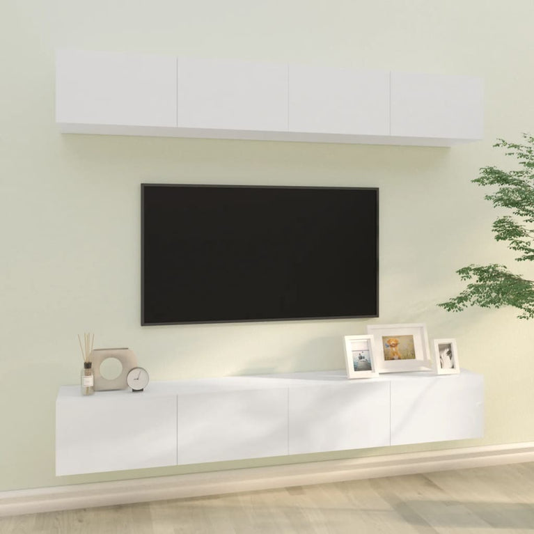 Tv-wandmeubels 4 st 100x30x30 cm hoogglans wit MeubelReus