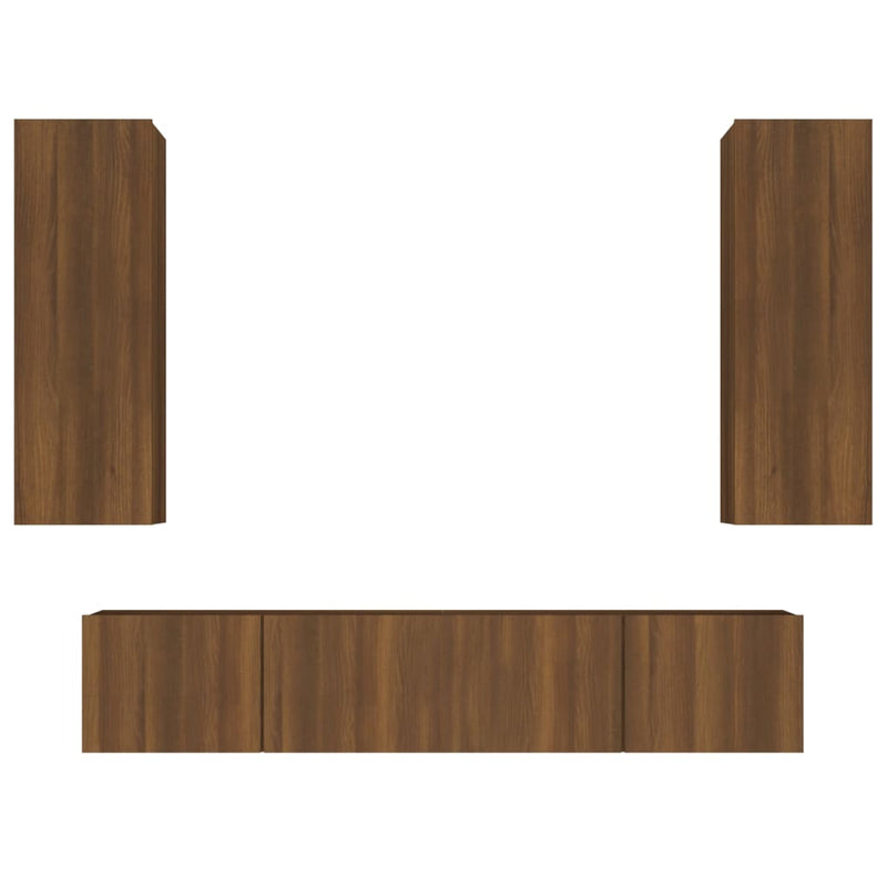 4-delige Tv-meubelset bewerkt hout bruin eikenkleur MeubelReus