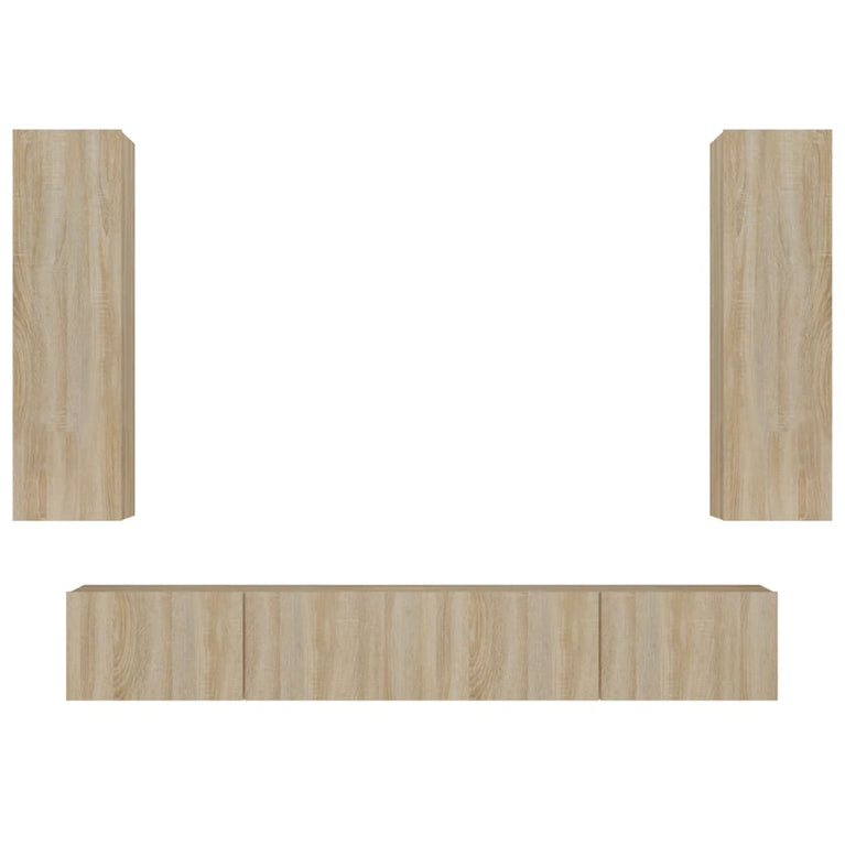 4-delige Tv-meubelset bewerkt hout sonoma eikenkleurig