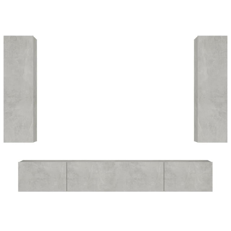 4-delige Tv-meubelset bewerkt hout betongrijs MeubelReus