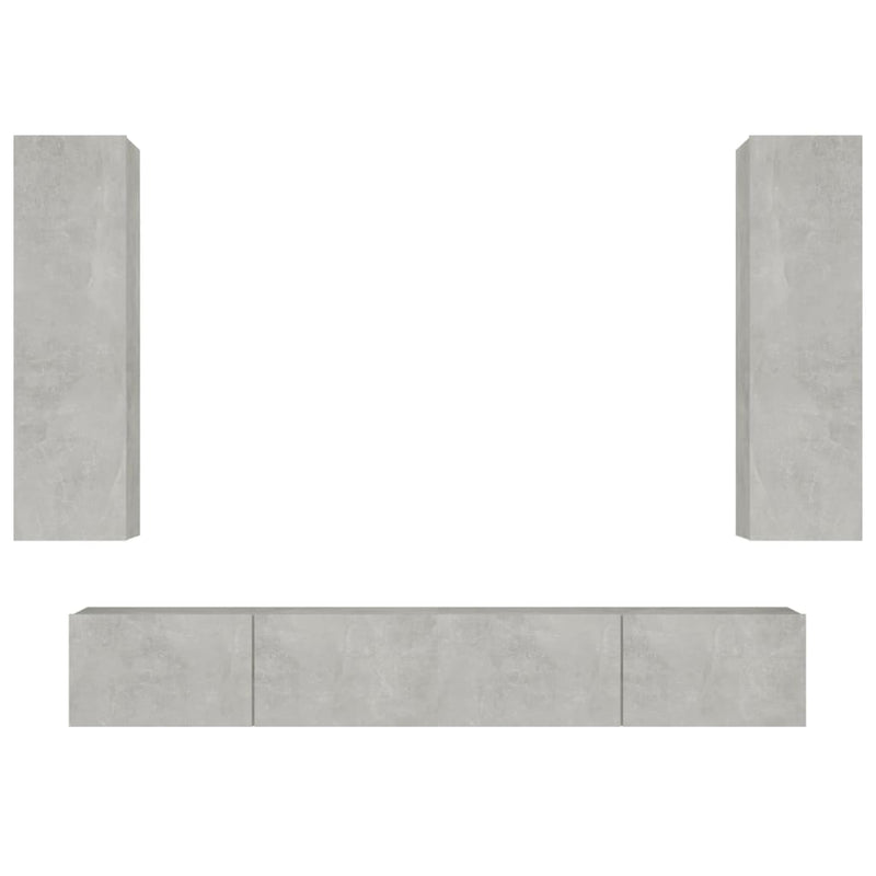 4-delige Tv-meubelset bewerkt hout betongrijs MeubelReus