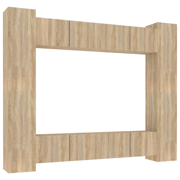 8-delige Tv-meubelset bewerkt hout sonoma eikenkleurig MeubelReus