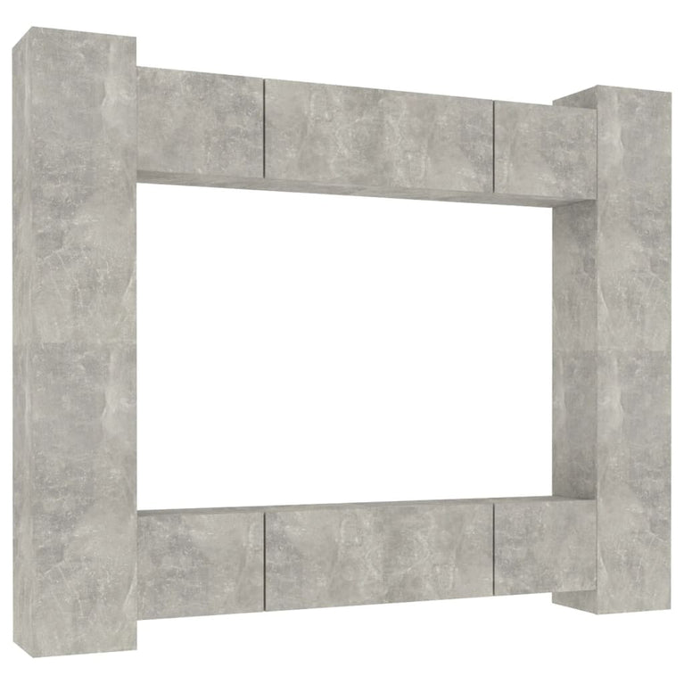 8-delige Tv-meubelset bewerkt hout betongrijs