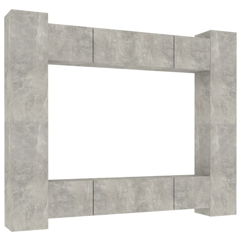 8-delige Tv-meubelset bewerkt hout betongrijs