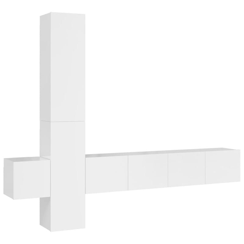 5-delige Tv-meubelset bewerkt hout hoogglans wit MeubelReus