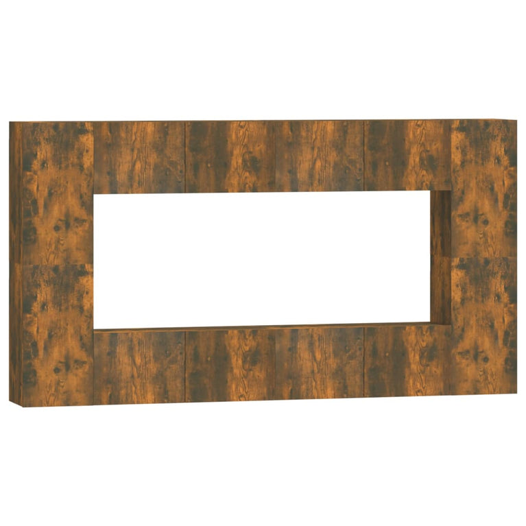 8-delige Tv-meubelset bewerkt hout gerookt eikenkleurig MeubelReus