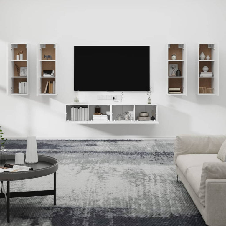 6-delige Tv-meubelset bewerkt hout wit MeubelReus
