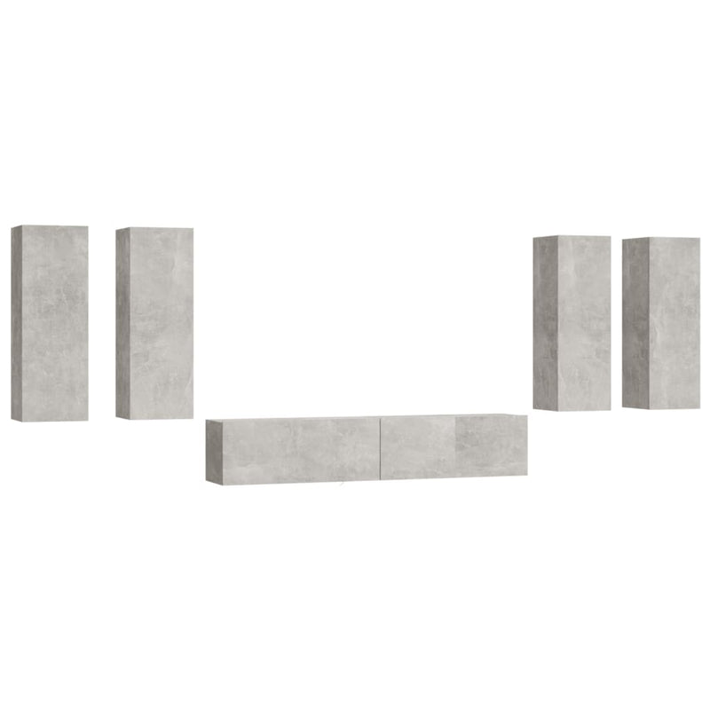 6-delige Tv-meubelset bewerkt hout betongrijs