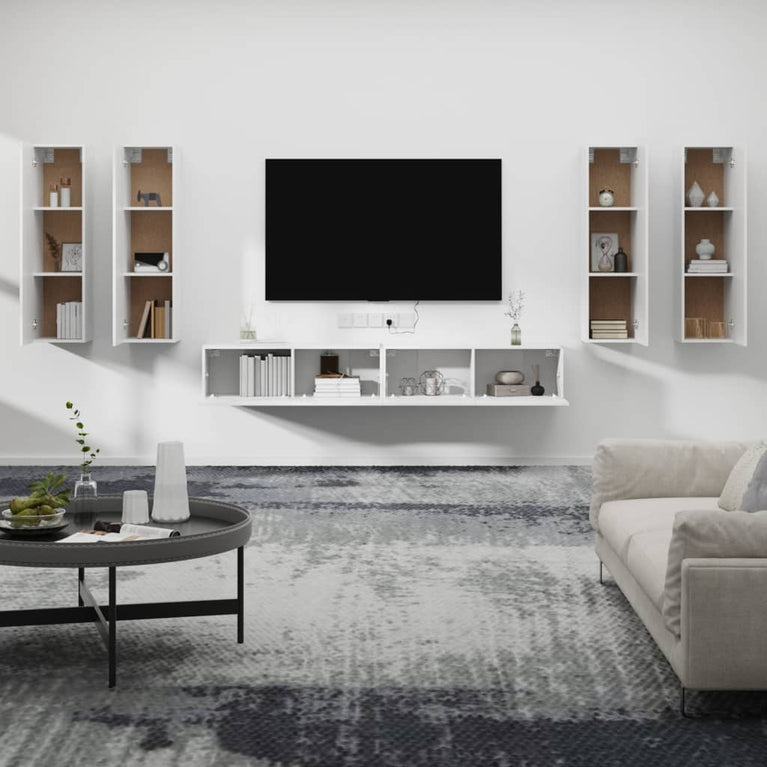 6-delige Tv-meubelset bewerkt hout wit MeubelReus