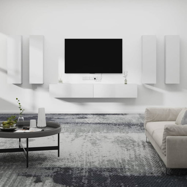6-delige Tv-meubelset bewerkt hout wit MeubelReus