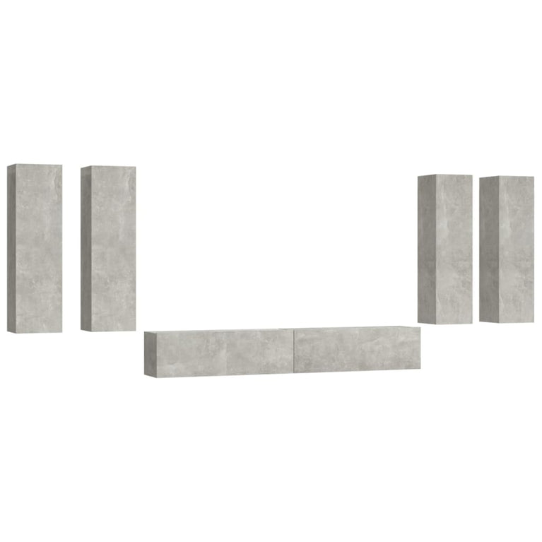 6-delige Tv-meubelset bewerkt hout betongrijs MeubelReus