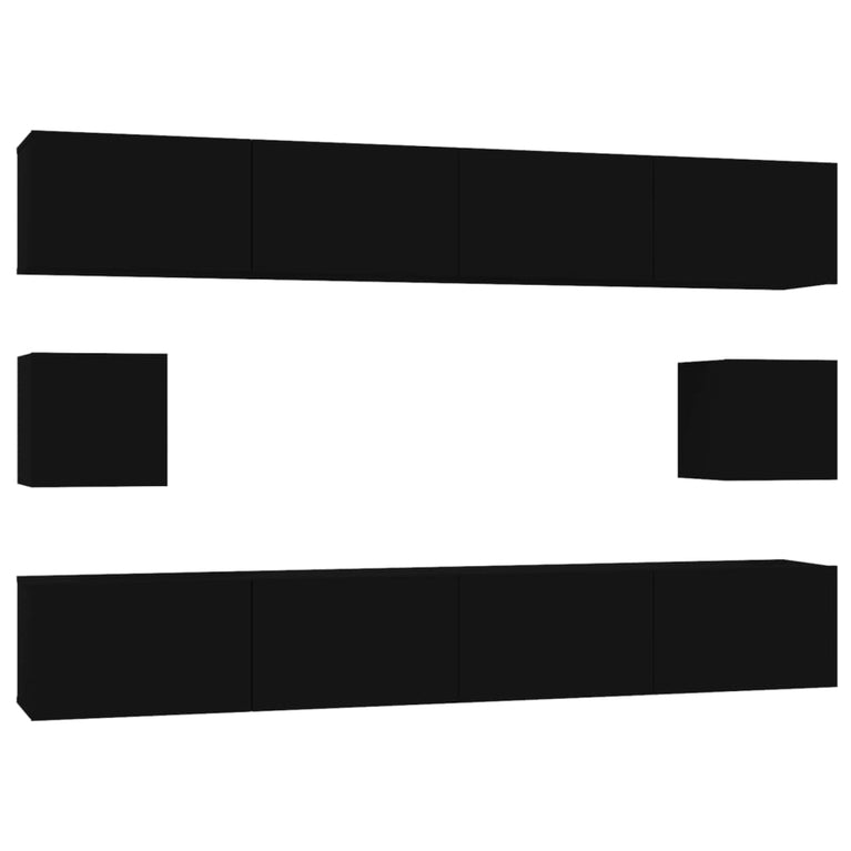 6-delige Tv-meubelset bewerkt hout zwart MeubelReus