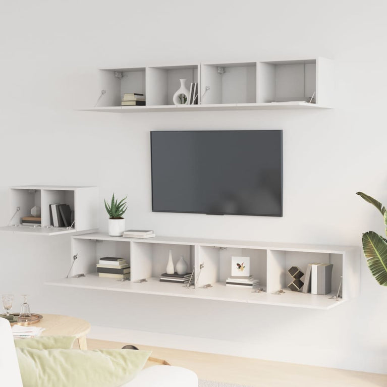 5-delige Tv-meubelset bewerkt hout wit MeubelReus