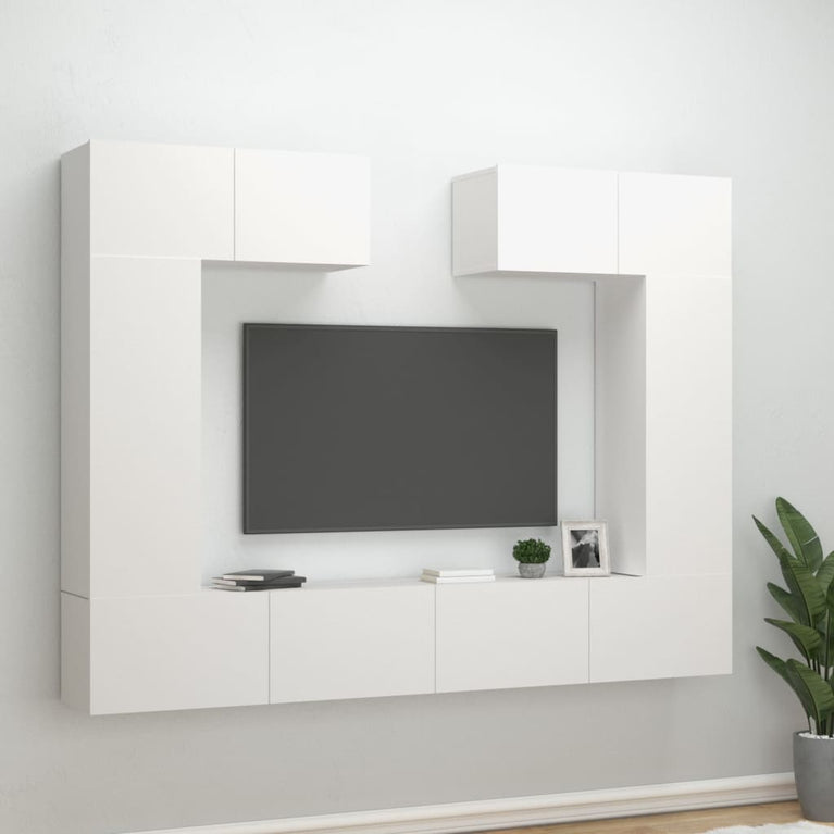 6-delige Tv-meubelset bewerkt hout wit MeubelReus