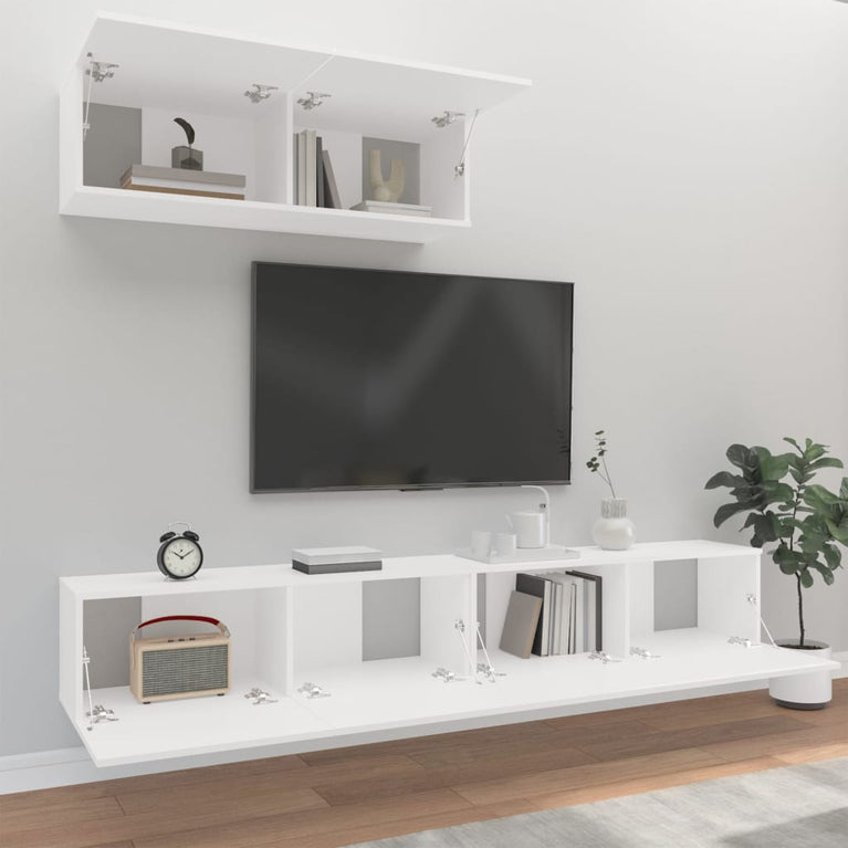 3-delige Tv-meubelset bewerkt hout wit MeubelReus