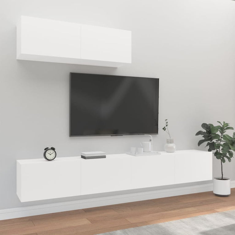 3-delige Tv-meubelset bewerkt hout wit MeubelReus