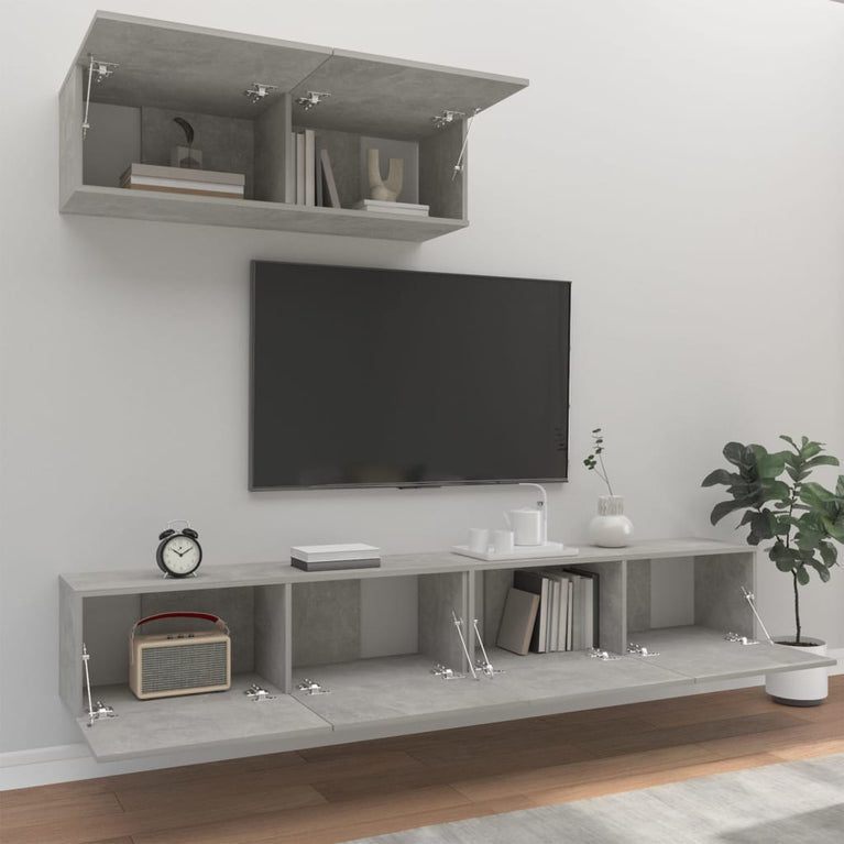 3-delige Tv-meubelset bewerkt hout betongrijs MeubelReus