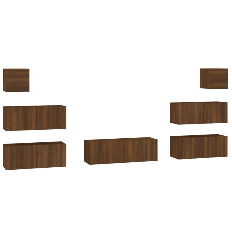 7-delige Tv-meubelset bewerkt hout bruin eikenkleur MeubelReus