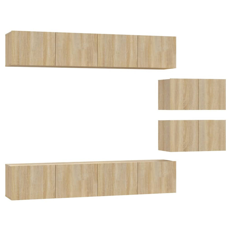 6-delige Tv-meubelset bewerkt hout sonoma eikenkleurig MeubelReus