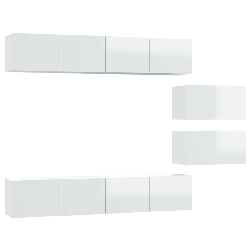 6-delige Tv-meubelset bewerkt hout hoogglans wit MeubelReus