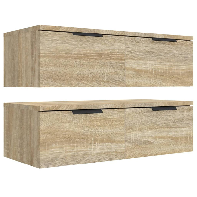 Wandkasten 2 st 68x30x20 cm bewerkt hout sonoma eikenkleurig MeubelReus