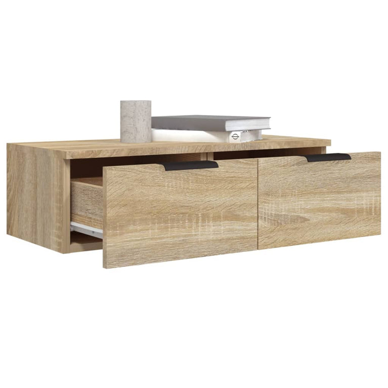 Wandkasten 2 st 68x30x20 cm bewerkt hout sonoma eikenkleurig MeubelReus