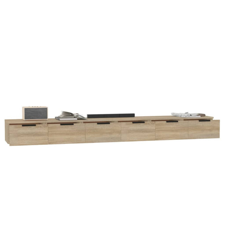 Wandkasten 2 st 102x30x20 cm bewerkt hout sonoma eikenkleurig MeubelReus