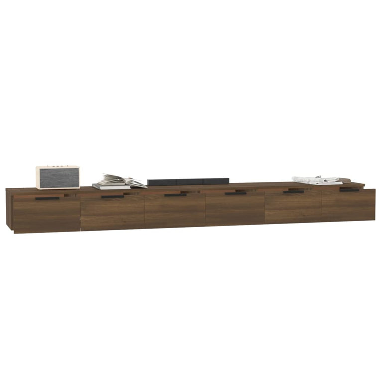 Wandkasten 2 st 102x30x20 cm bewerkt hout bruin eikenkleur MeubelReus