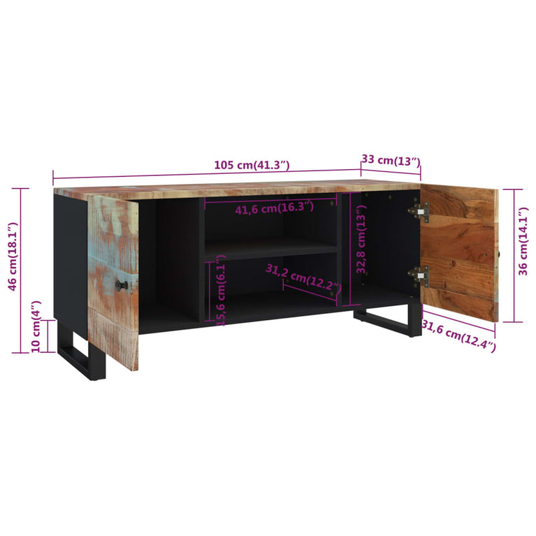 Tv-meubel 105x33x46 cm massief teruggewonnen hout MeubelReus