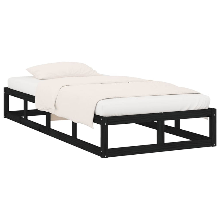 Bedframe massief hout zwart 90x190 cm 3FT Single