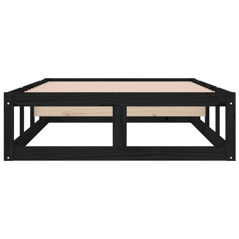 Bedframe massief hout zwart 90x190 cm 3FT Single