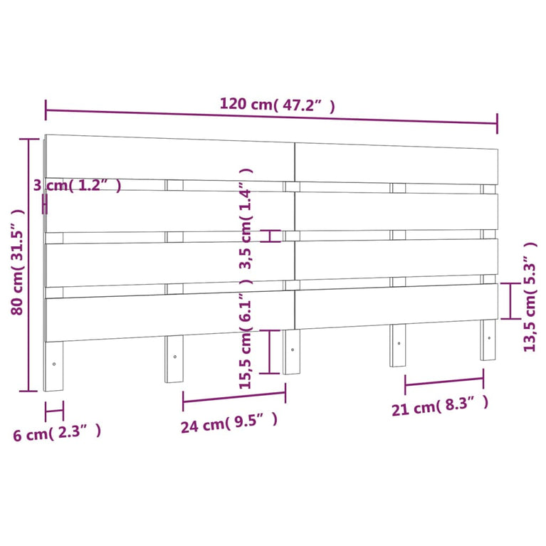 Hoofdbord 120x3x80 cm massief grenenhout