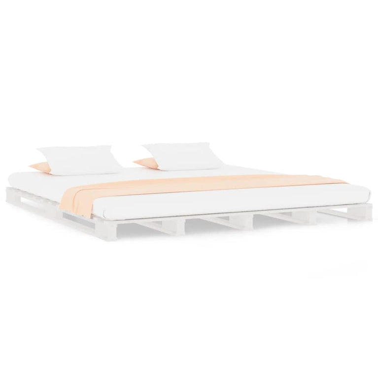 Palletbed massief grenenhout wit 140x200 cm MeubelReus