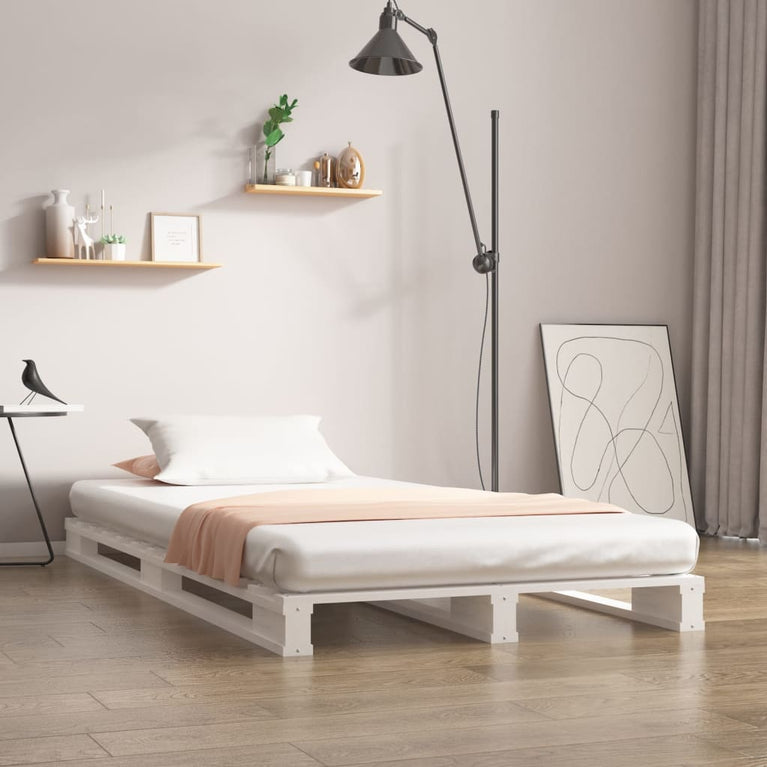 Palletbed massief grenenhout wit 90x190 cm 3FT Single MeubelReus