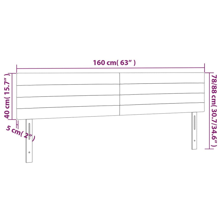 Hoofdborden 2 st 80x5x78/88 cm fluweel roze