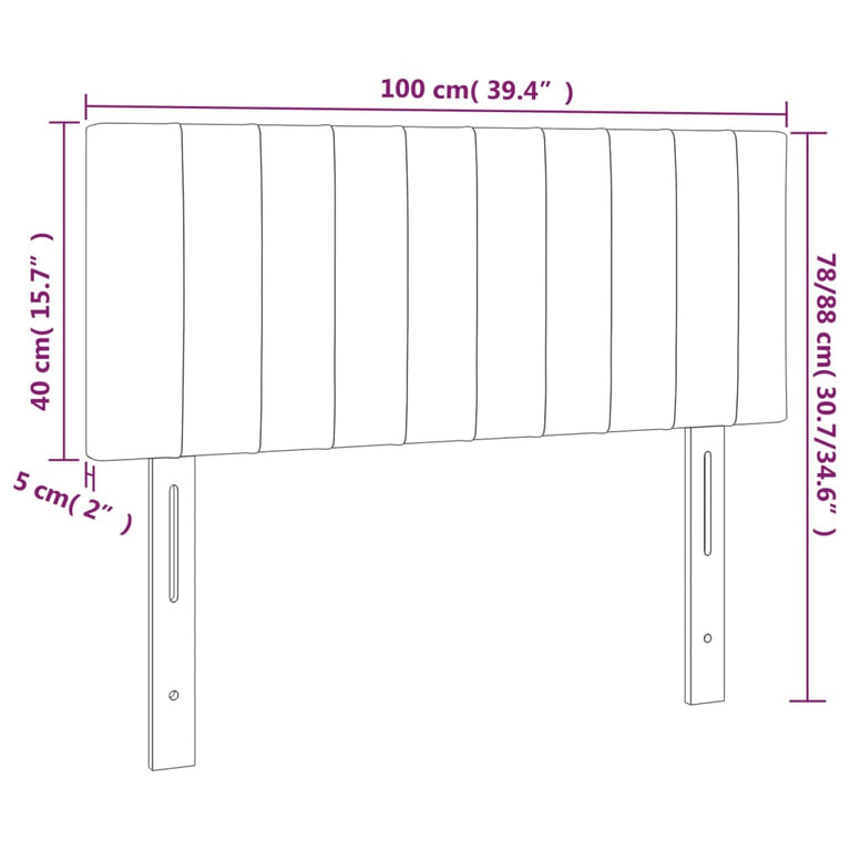Hoofdbord 100 x 5 x 78/88 cm stof lichtgrijs