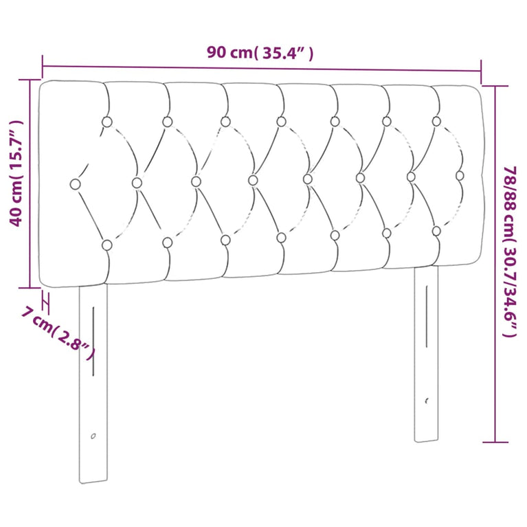 Hoofdbord 90x7x78/88 cm stof lichtgrijs