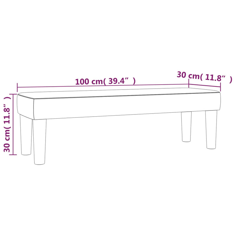 Bankje 100x30x30 cm stof zwart MeubelReus
