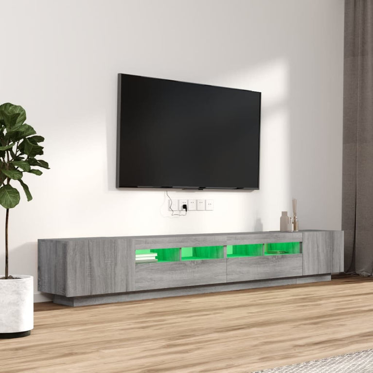 3-delige Tv-meubelset met LED's bewerkt hout grijs sonoma eiken