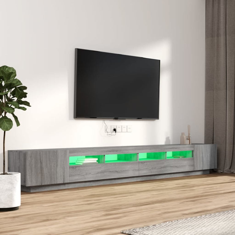 3-delige Tv-meubelset met LED's bewerkt hout grijs sonoma eiken