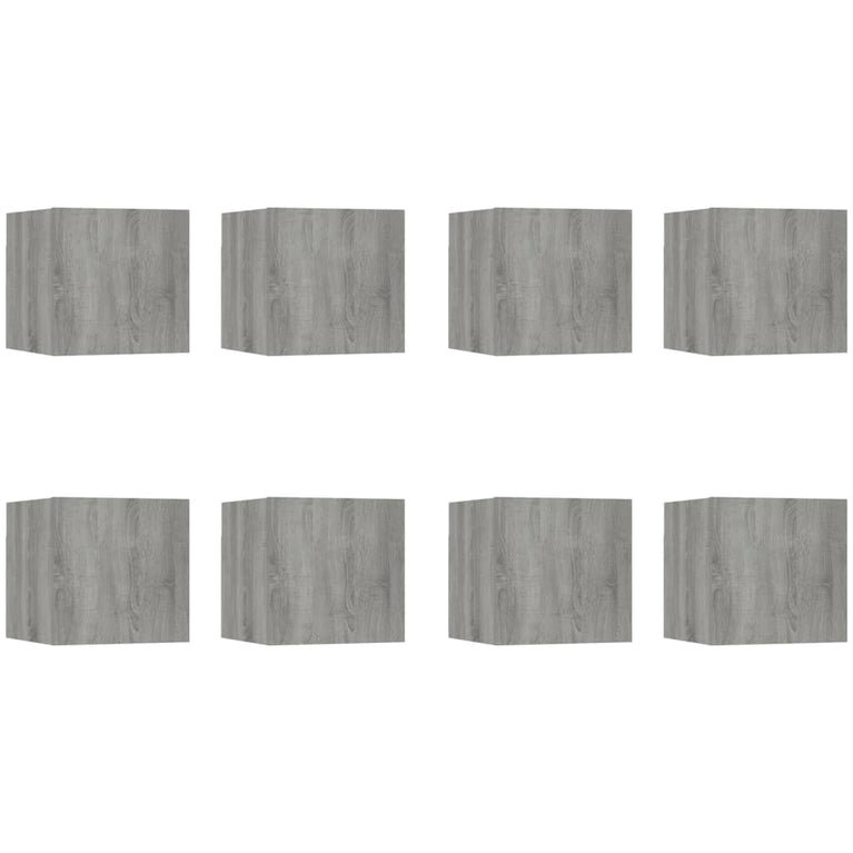 Tv-wandmeubelen 8 st 30,5x30x30 cm grijs sonoma eikenkleurig MeubelReus