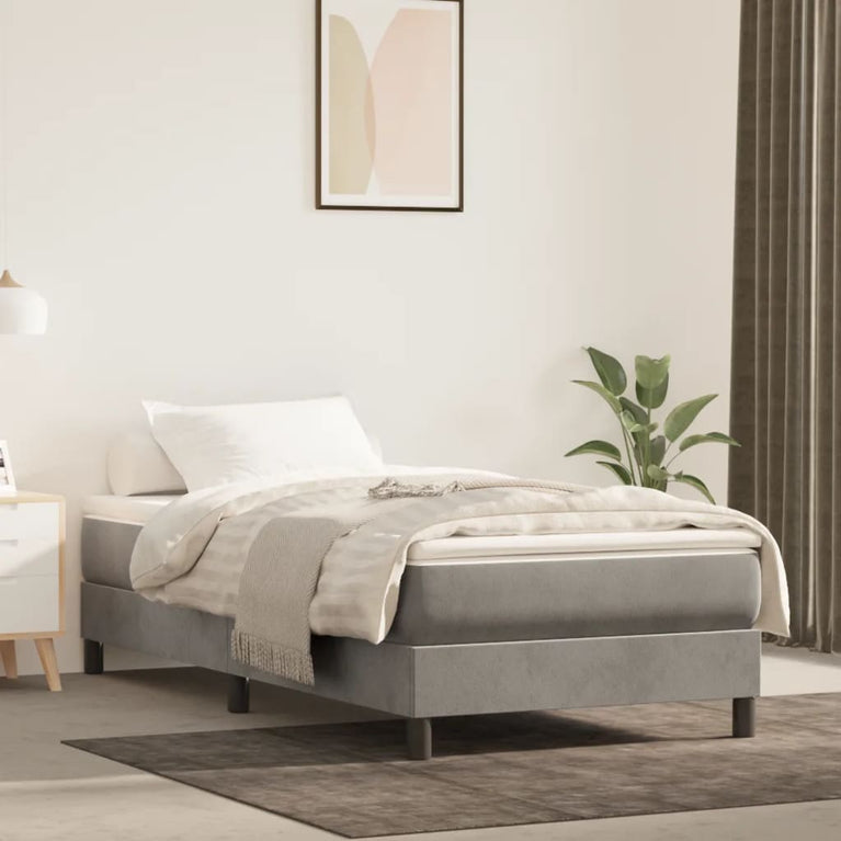 Pocketveringmatras 100x200x20 cm fluweel lichtgrijs MeubelReus