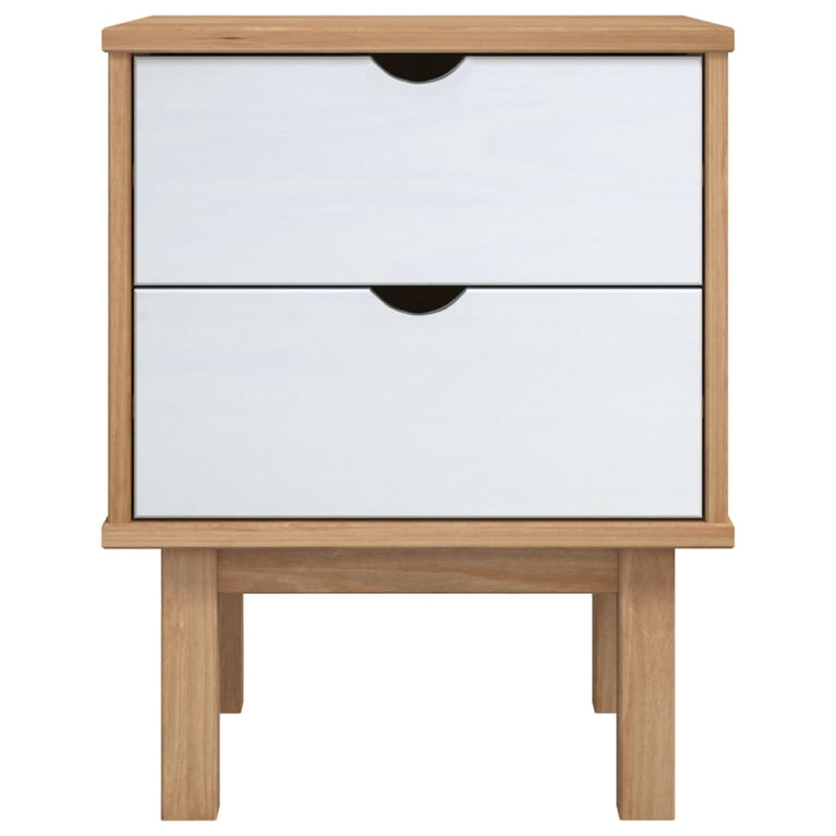 Nachtkastje OTTA 46x39,5x57 cm massief grenenhout bruin en wit MeubelReus