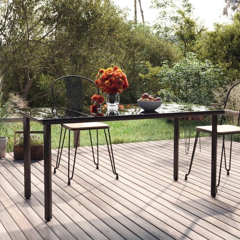 Tuintafel 160x80x74 cm staal en gehard glas zwart MeubelReus