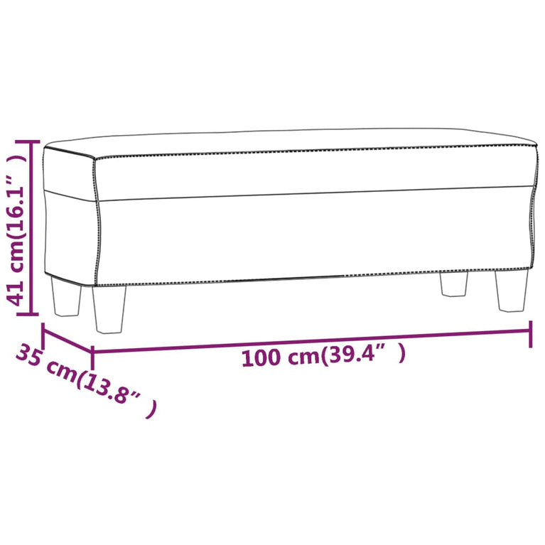 Bankje 100x35x41 cm microvezelstof stof lichtgrijs MeubelReus
