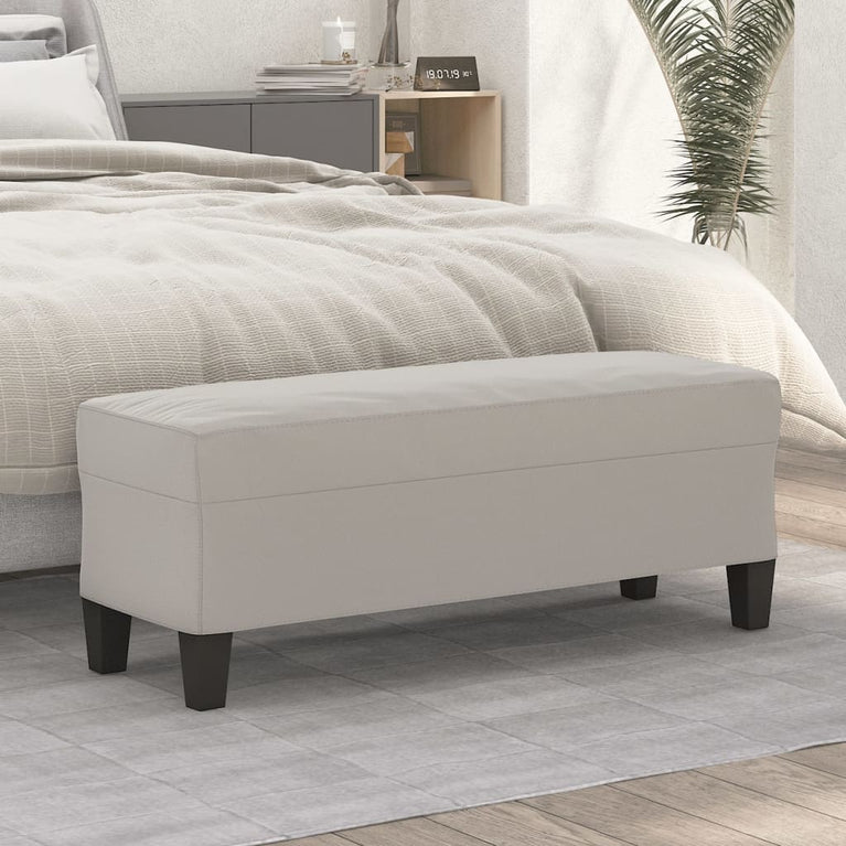 Bankje 100x35x41 cm microvezelstof stof lichtgrijs MeubelReus