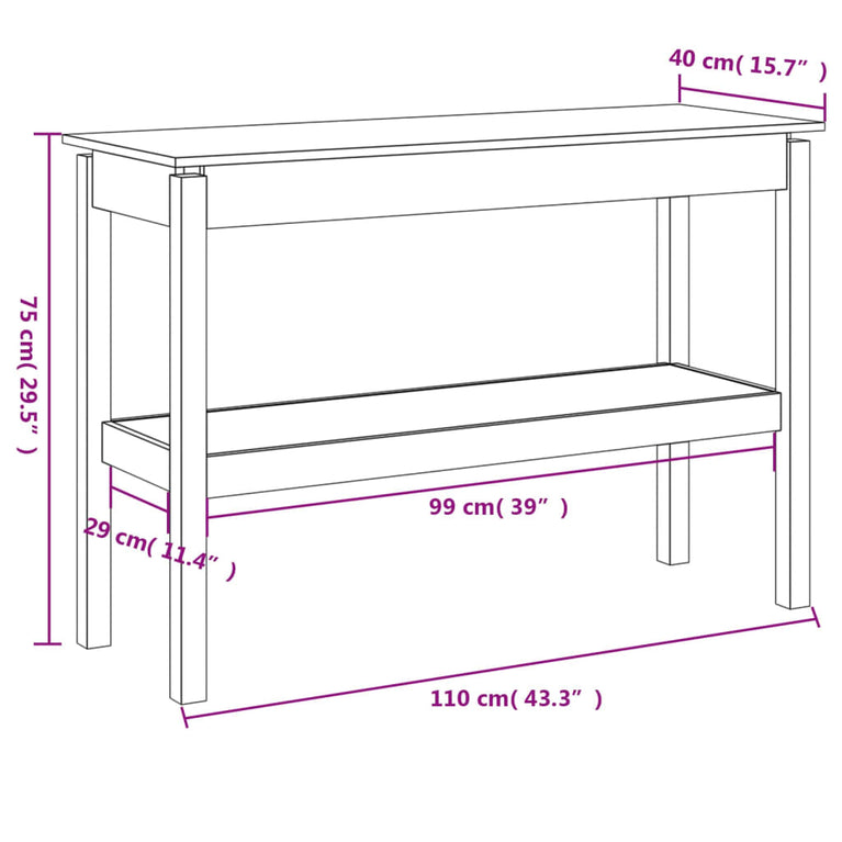 Wandkast 110x40x75 cm massief grenenhout honingbruin MeubelReus
