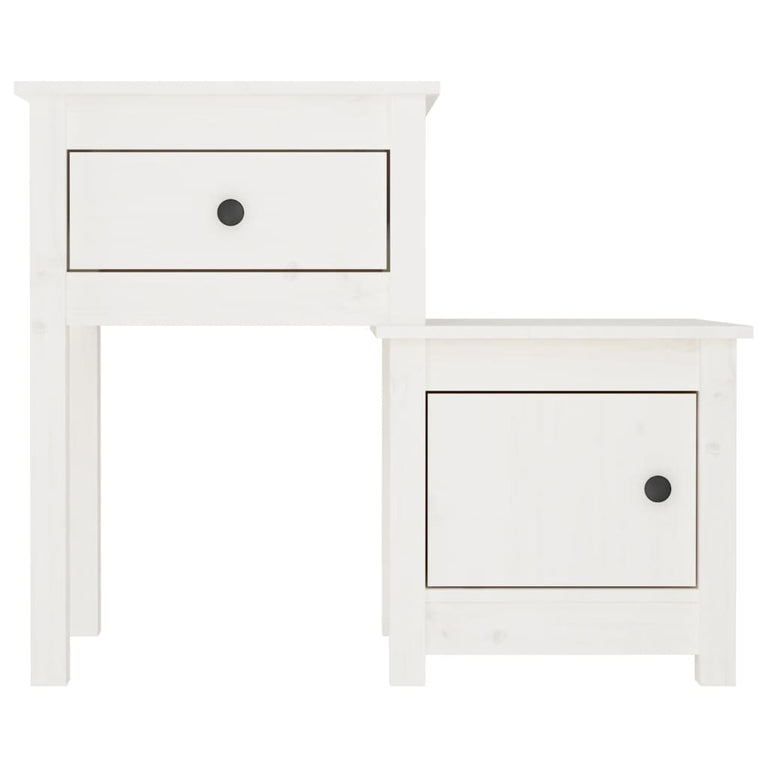 Nachtkastje 79,5x38x65,5 cm massief grenenhout wit MeubelReus